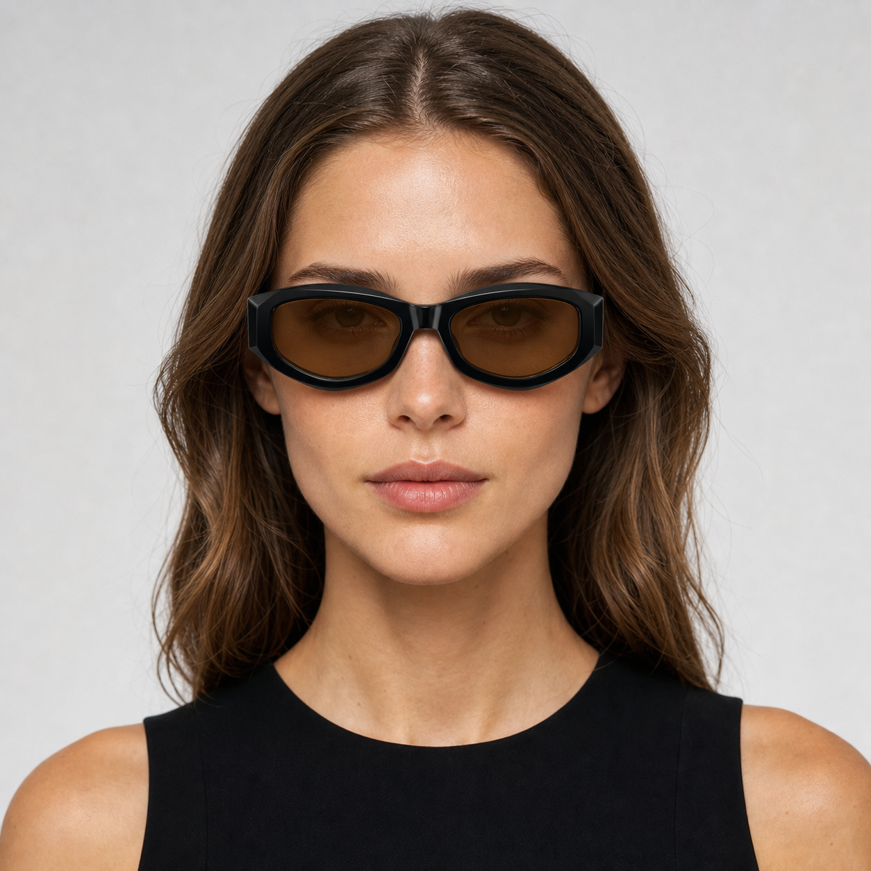 Oval Black Cat Eye Frames Sunglasses