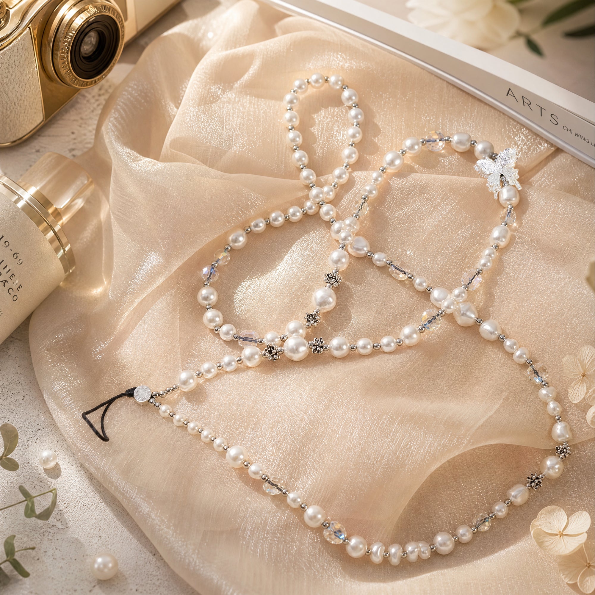 Butterfly Pearl Crossbody Phone Straps