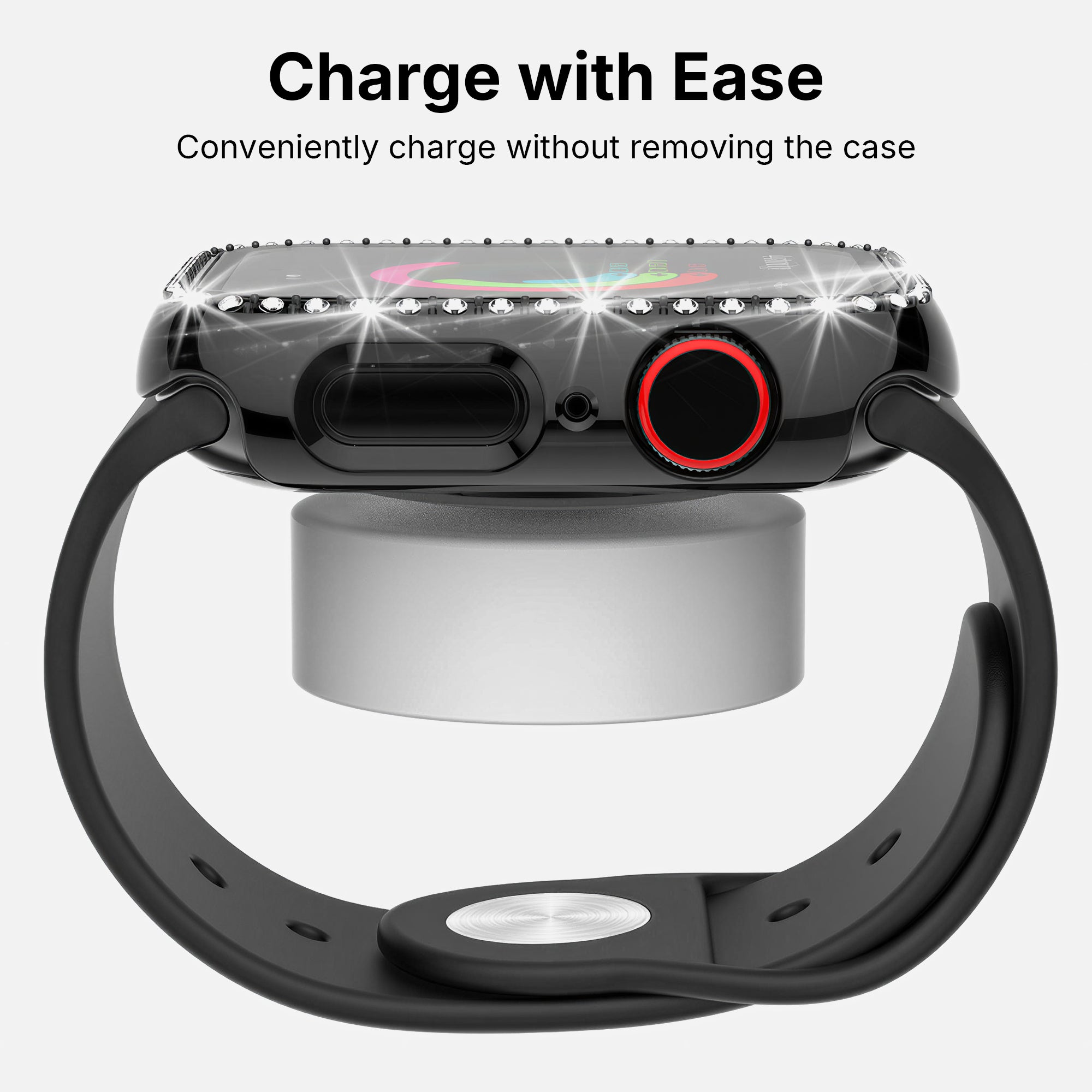 Rhinestone Tempered Glass Case for Apple Watch