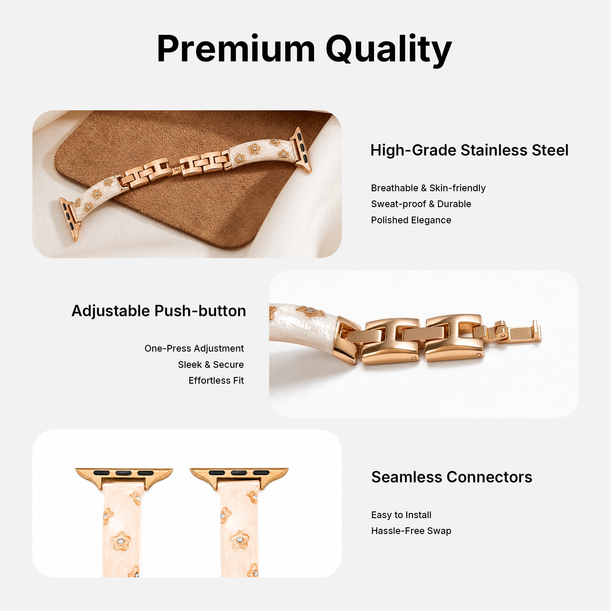 Glittered Flower Diamond Metal Band for Apple Watch