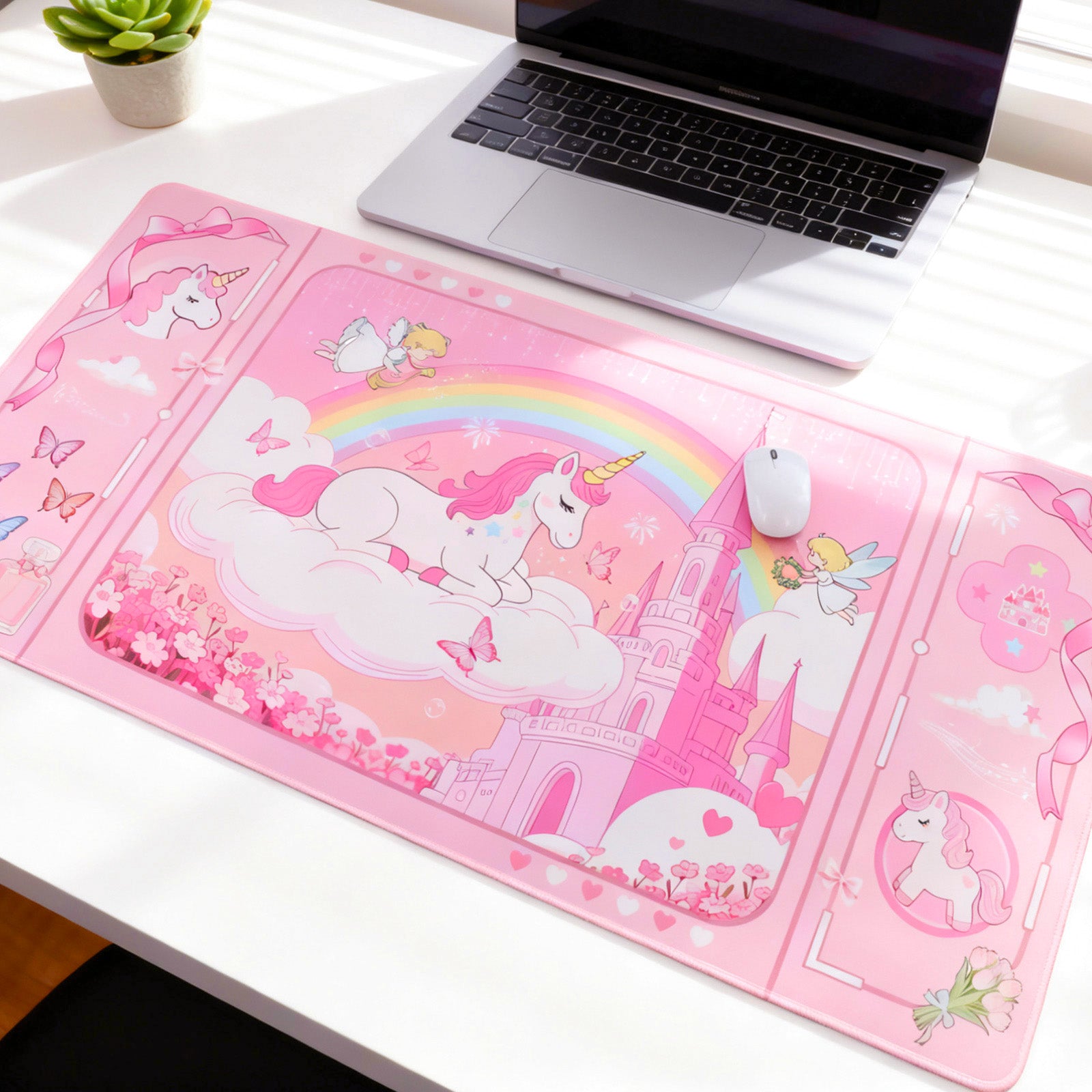 Pink Unicorn Animals Desk Mouse Pad