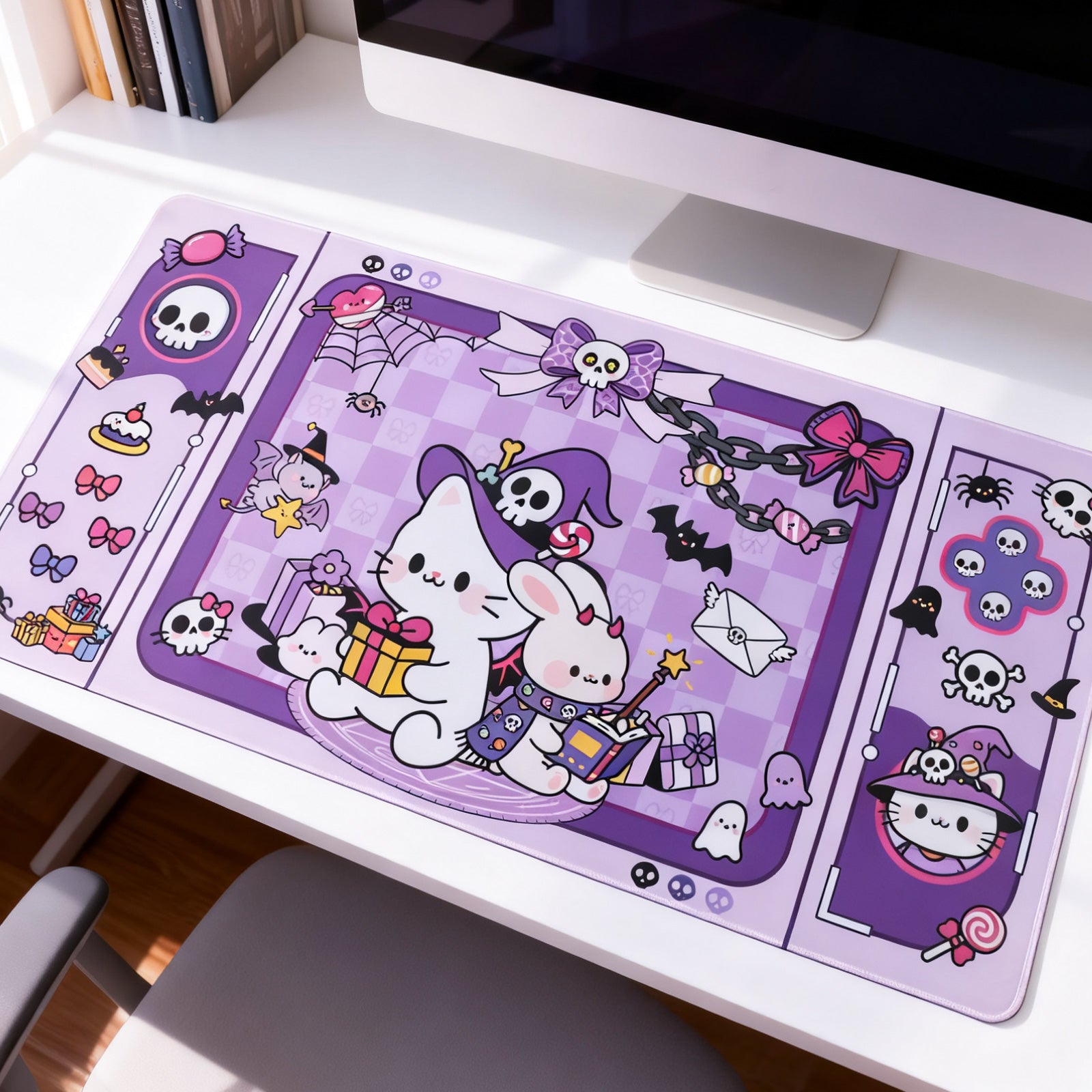 Purple Magic Cat Animals Desk Mouse Pad