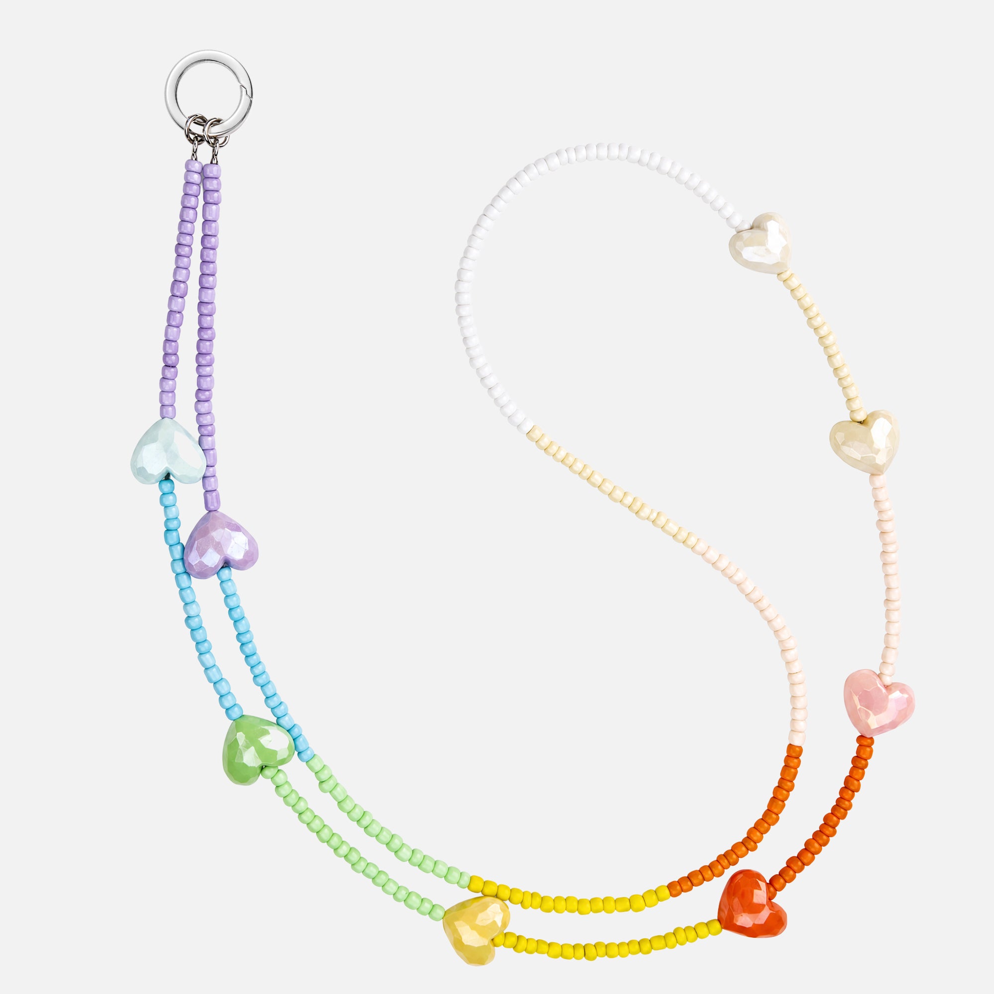 Rainbow Heart Beaded Crossbody Phone Strap