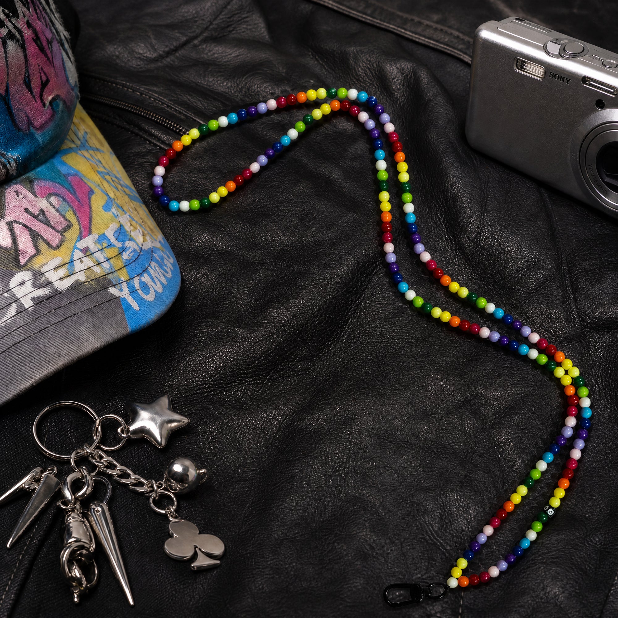 Rainbow Colorful Beads Cross-body Phone Strap