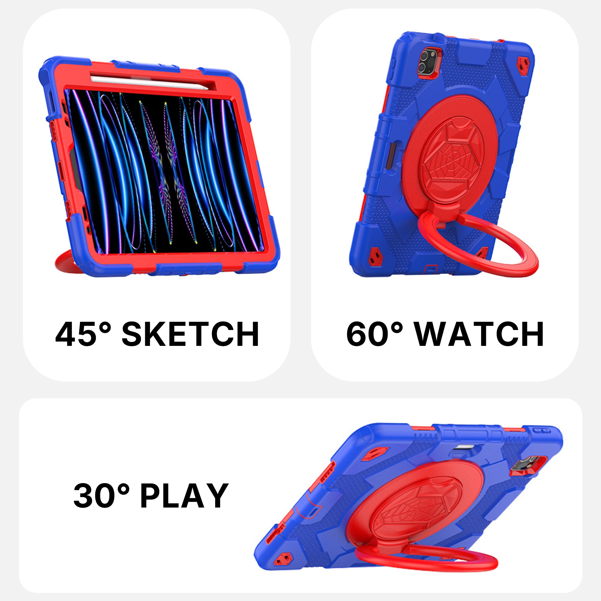 Kids Case for iPad - Red Blue