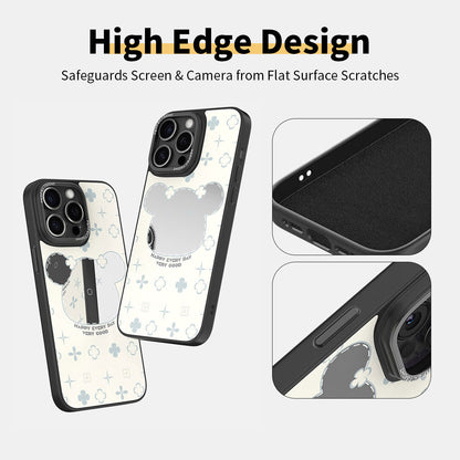 Lucky Bear Cartoon Makeup Mirror Glass Phone Cases for iPhone