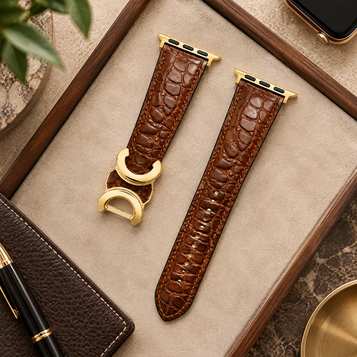 Alligator Grain Leather Band for Apple Watch