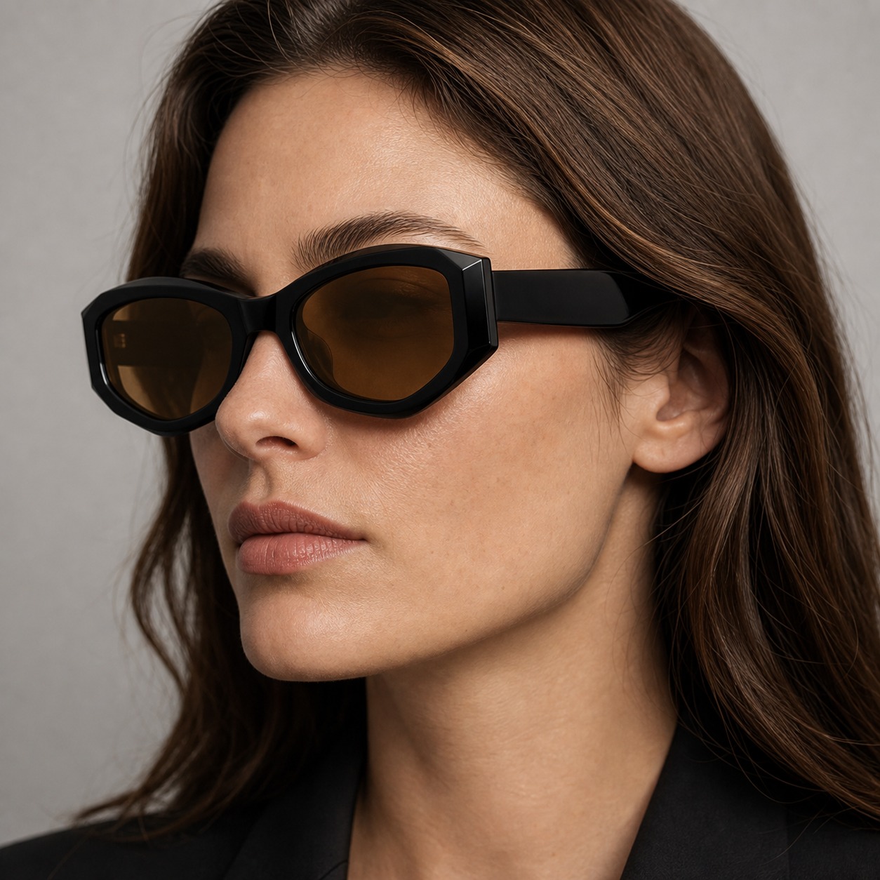 Oval Black Cat Eye Frames Sunglasses