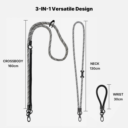 Black & White Patterned Crossbody Phone Strap