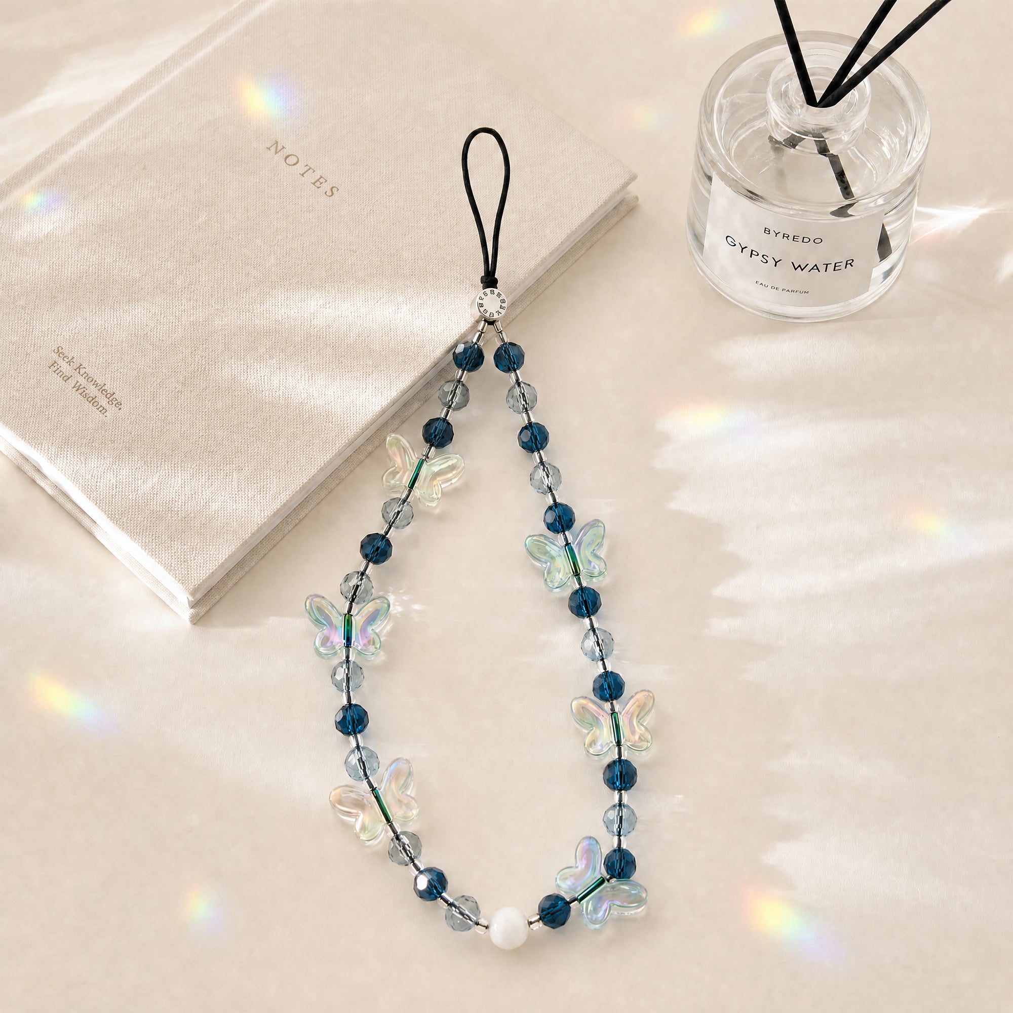 Blue Butterfly Crystal Phone Charm