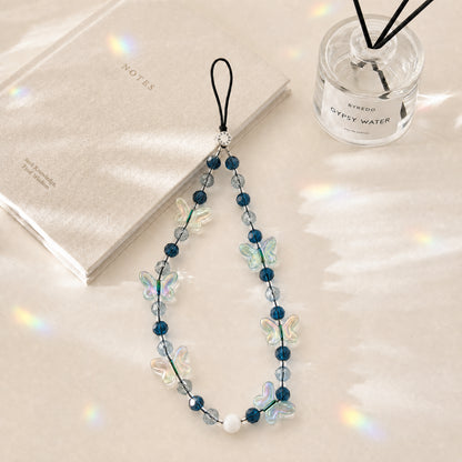 Blue Butterfly Crystal Phone Charm