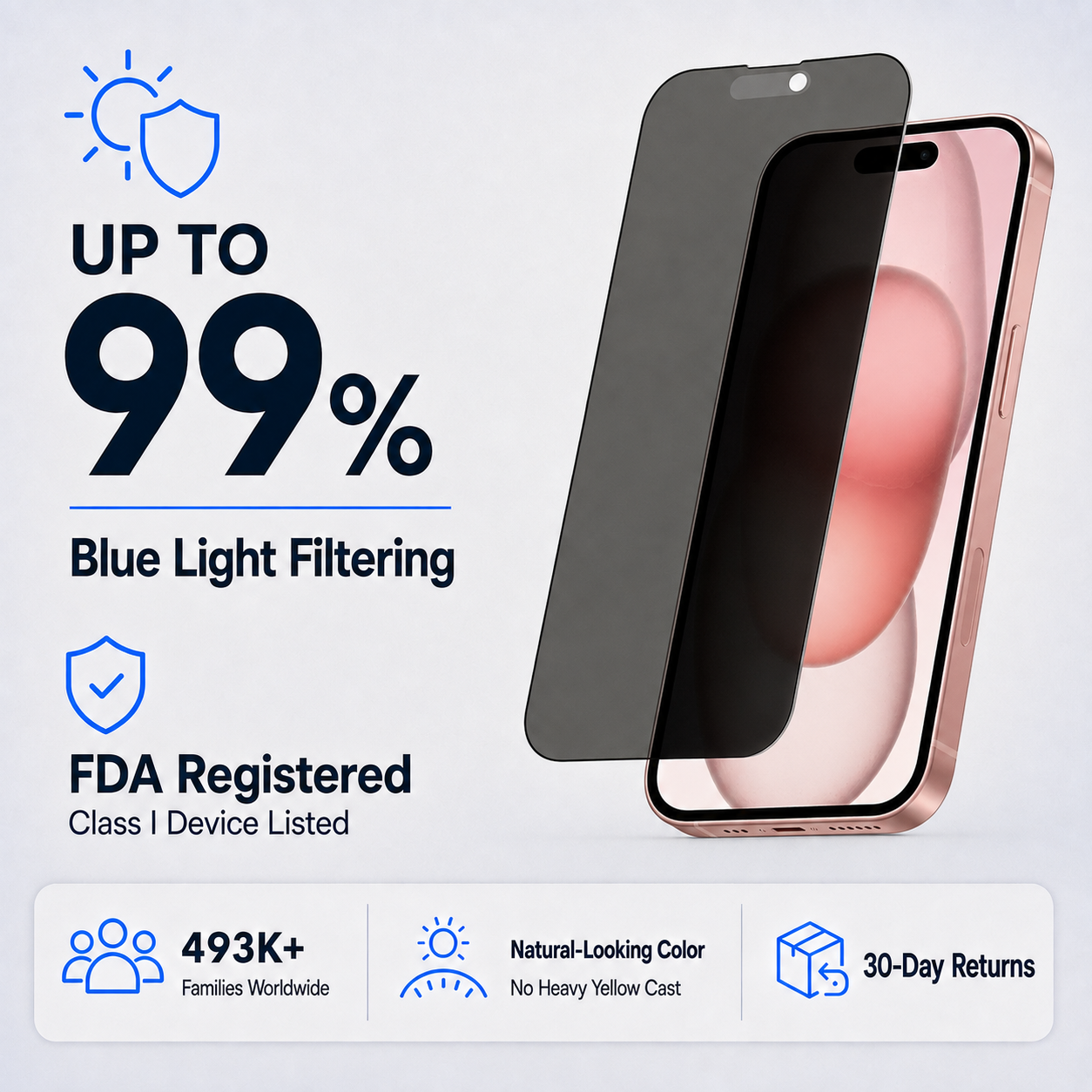 Ultra HD & Privacy Glass Screen Protector for iPhone 15