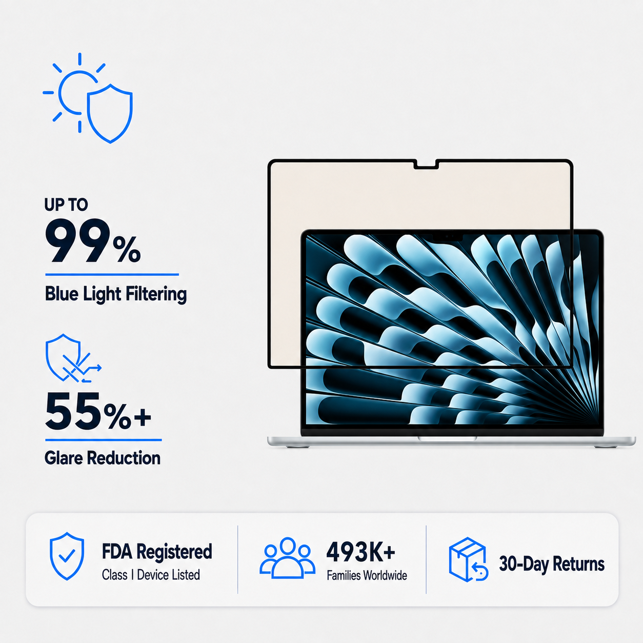 Anti Glare Matte Glass Screen Protector for 15-inch Macbook Air (M2-M5, 2018-2024)