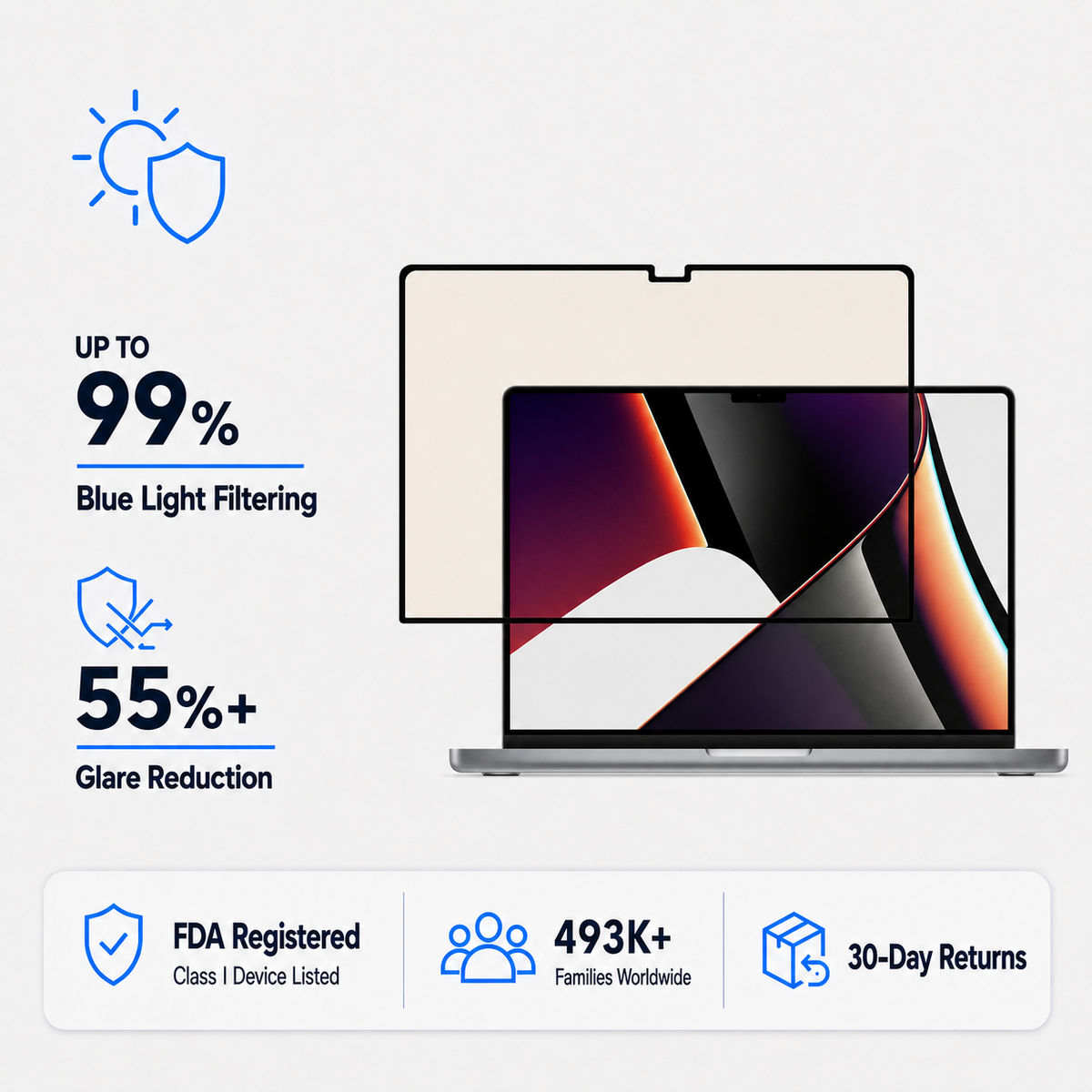 Anti Glare Matte Glass Screen Protector for 15-inch Macbook Pro (Intel, 2016-2019)
