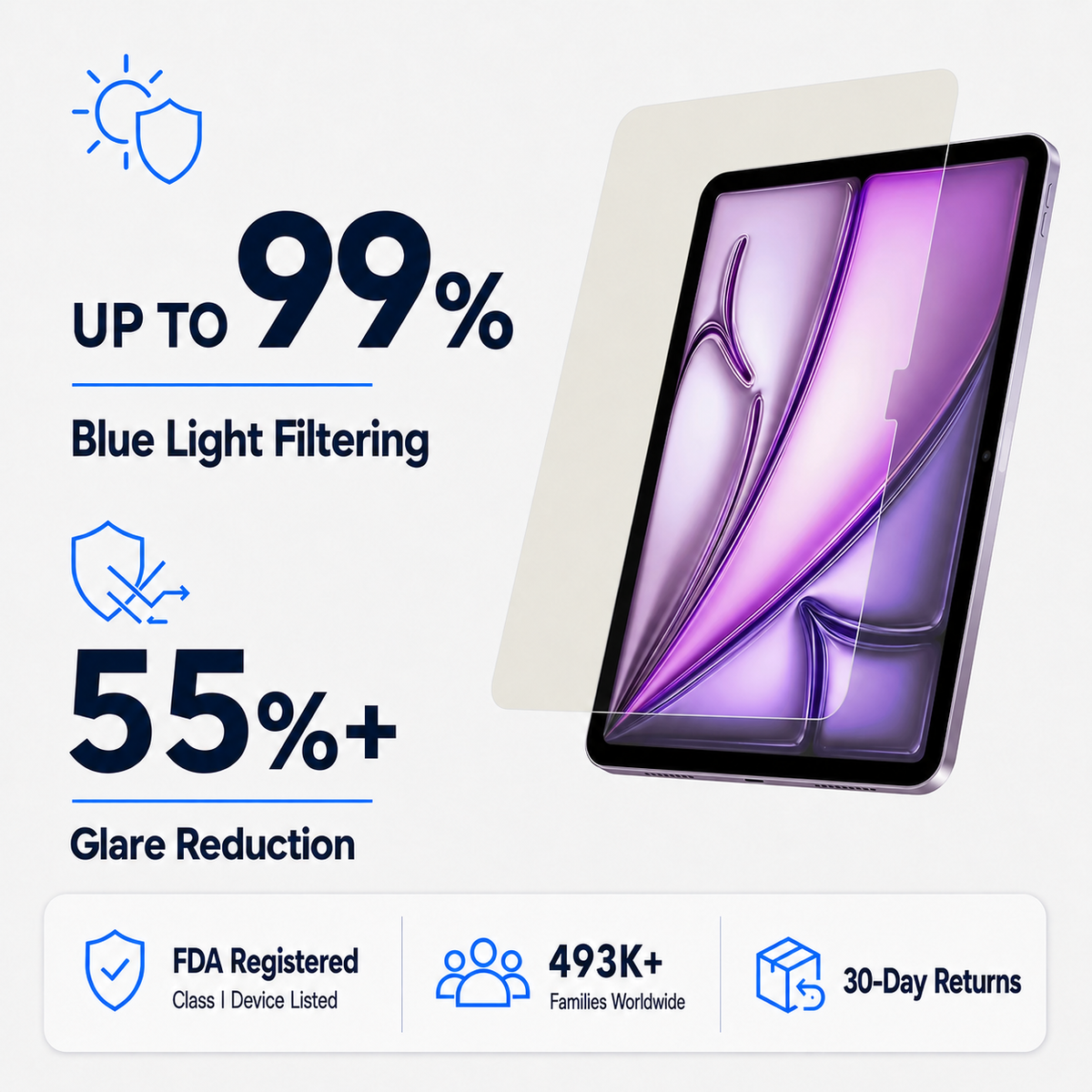 Anti Glare Matte Glass Screen Protector for 11-inch iPad Air 6/7 (2024-2025)