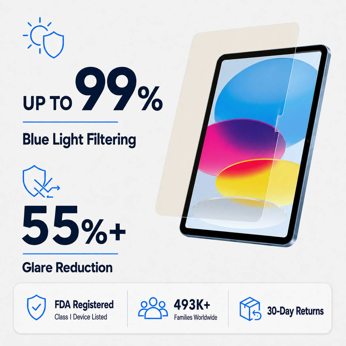 Anti Glare Matte Glass Screen Protector for 10.2-inch iPad 7th/8th/9th (2019-2024)