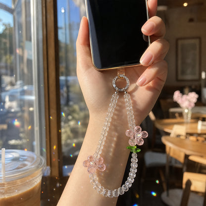 Crystal Flower Phone Chain