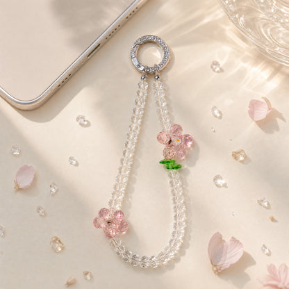 Crystal Flower Phone Chain