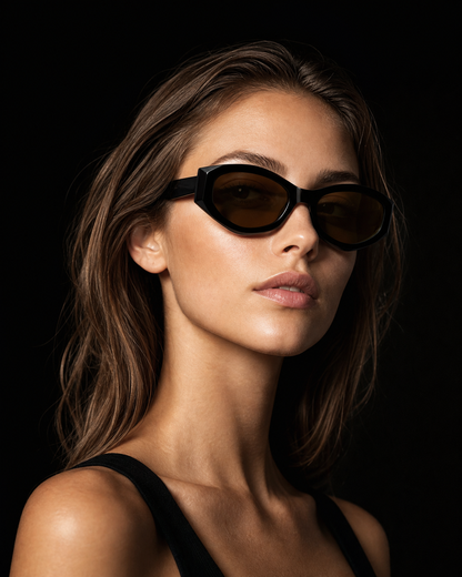 Oval Black Cat Eye Frames Sunglasses