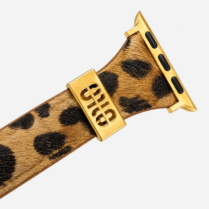 Clover Leopard Print Leather Band for Apple Watch