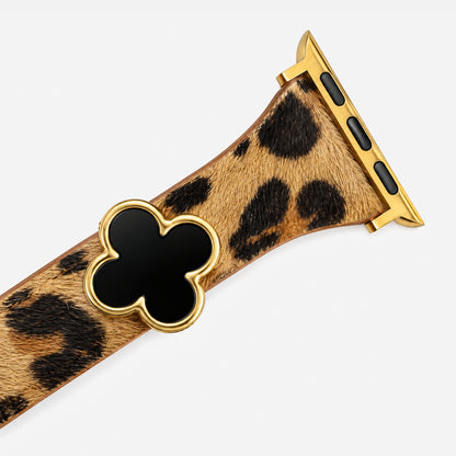 Clover Leopard Print Leather Band for Apple Watch