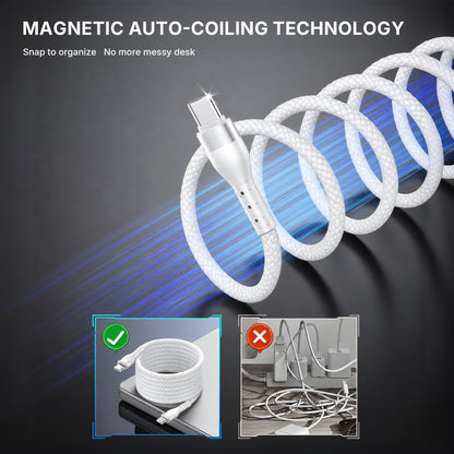 Magnetic Self-Coiling USB-C Cable (100W)