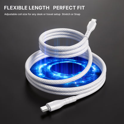 Magnetic Self-Coiling USB-C Cable (100W)