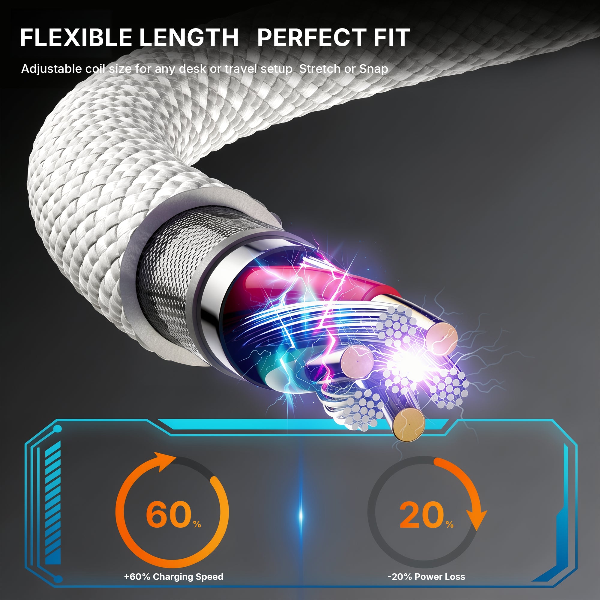 Magnetic Self-Coiling USB-C Cable (100W)