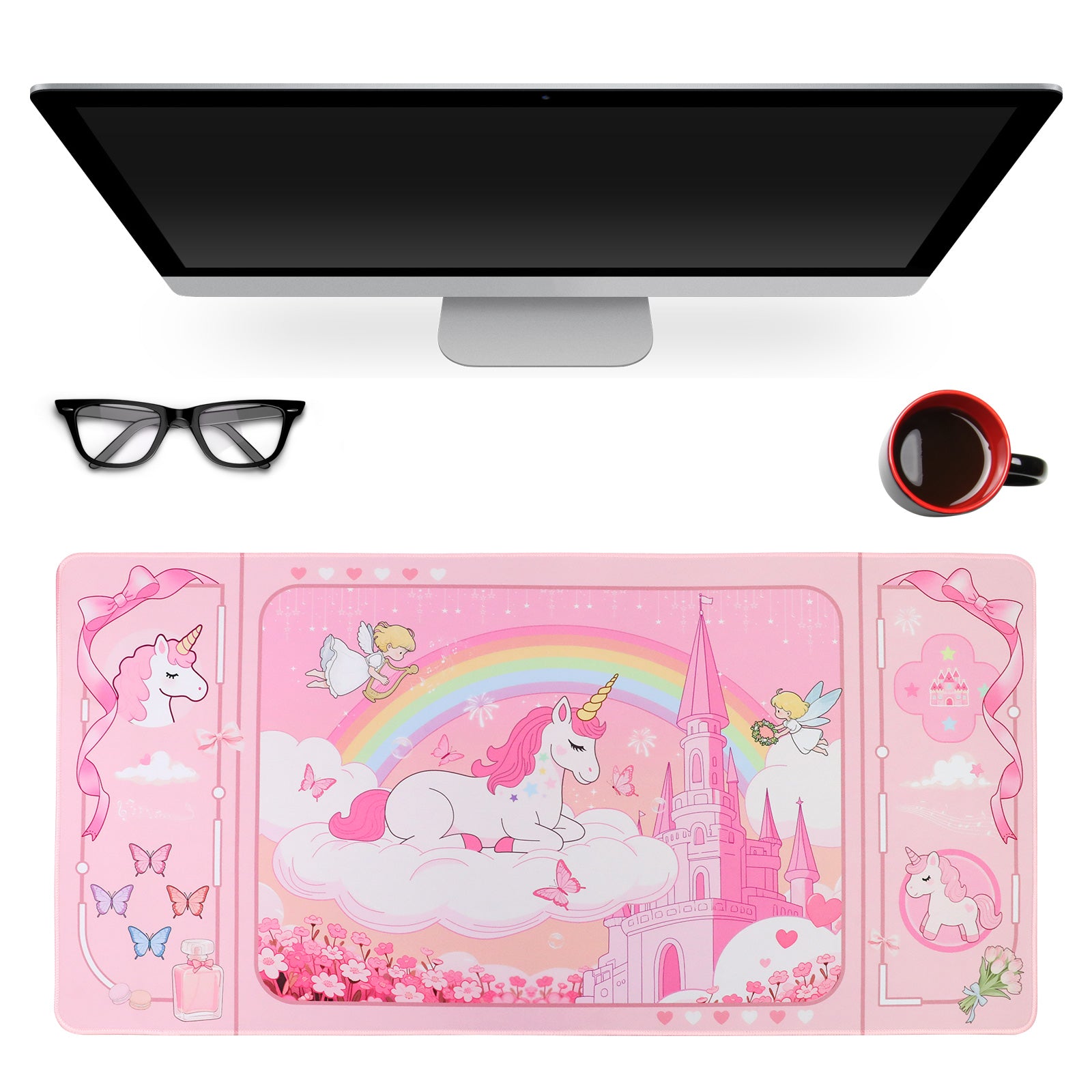 Pink Unicorn Animals Desk Mouse Pad