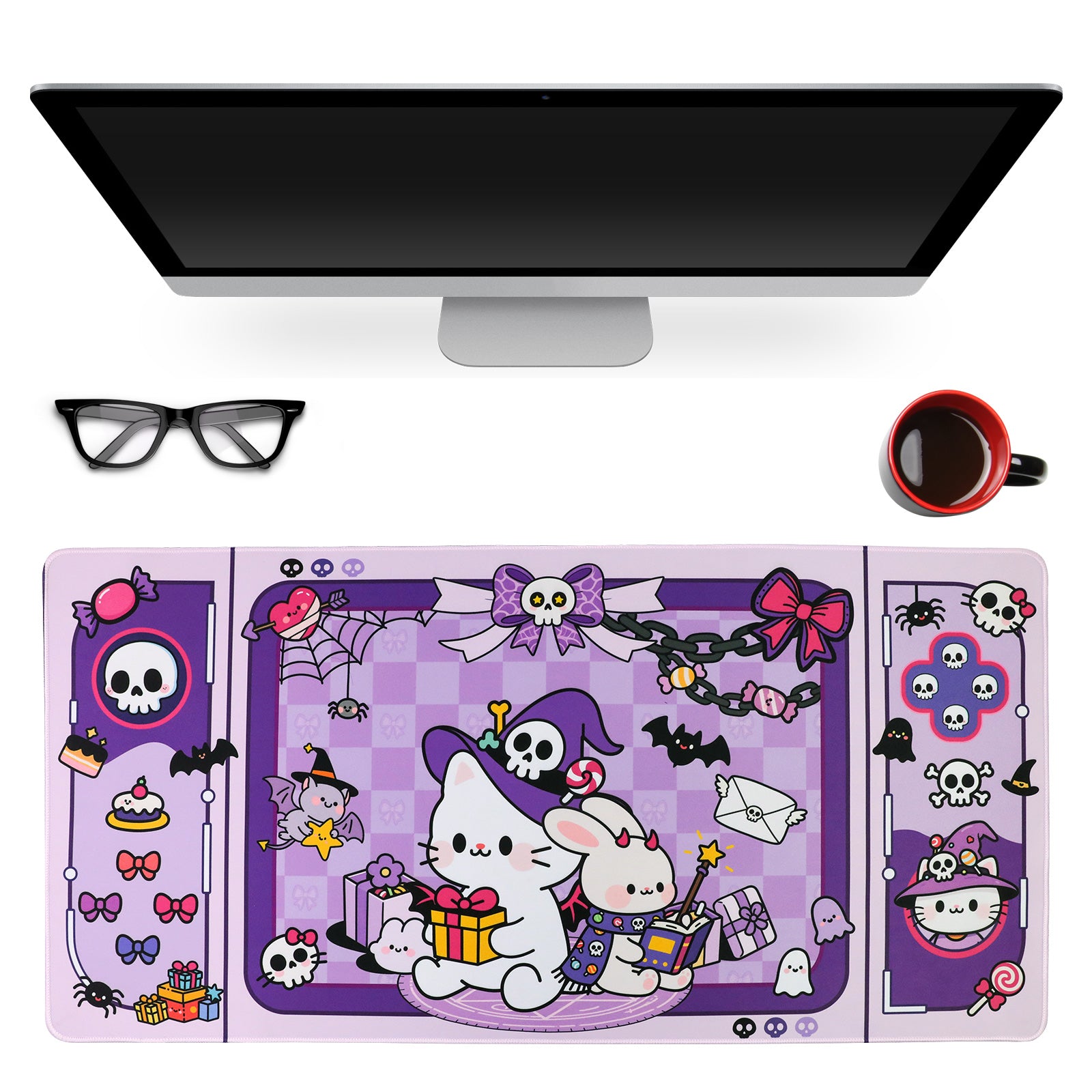 Purple Magic Cat Animals Desk Mouse Pad