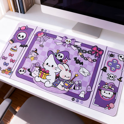 Purple Magic Cat Animals Desk Mouse Pad
