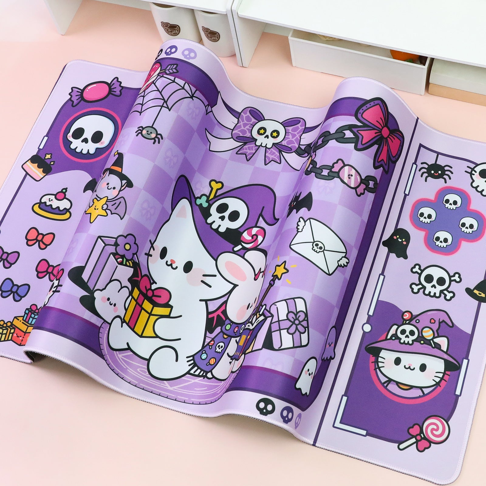 Purple Magic Cat Animals Desk Mouse Pad