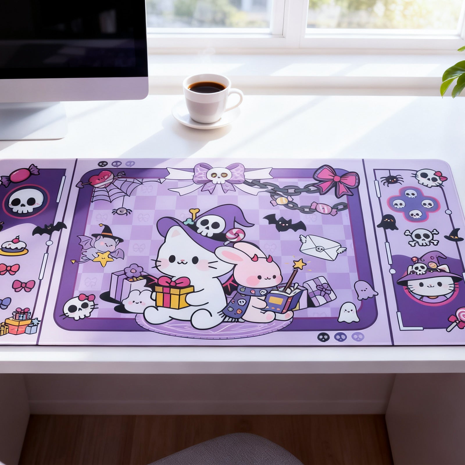 Purple Magic Cat Animals Desk Mouse Pad