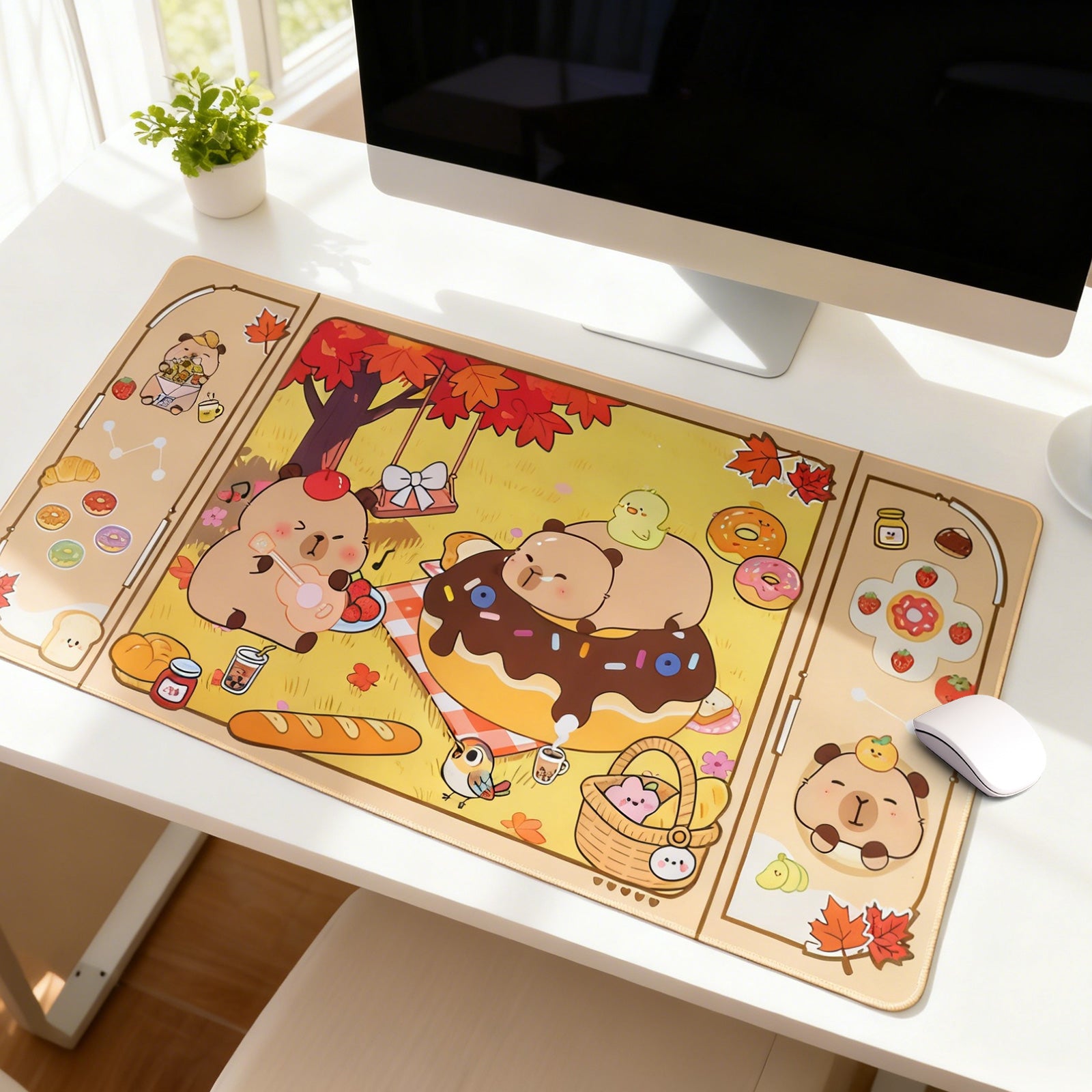 Yellow Capybara Animals Desk Mouse Pad