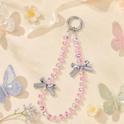 Pink Crystal Bow Phone Strap