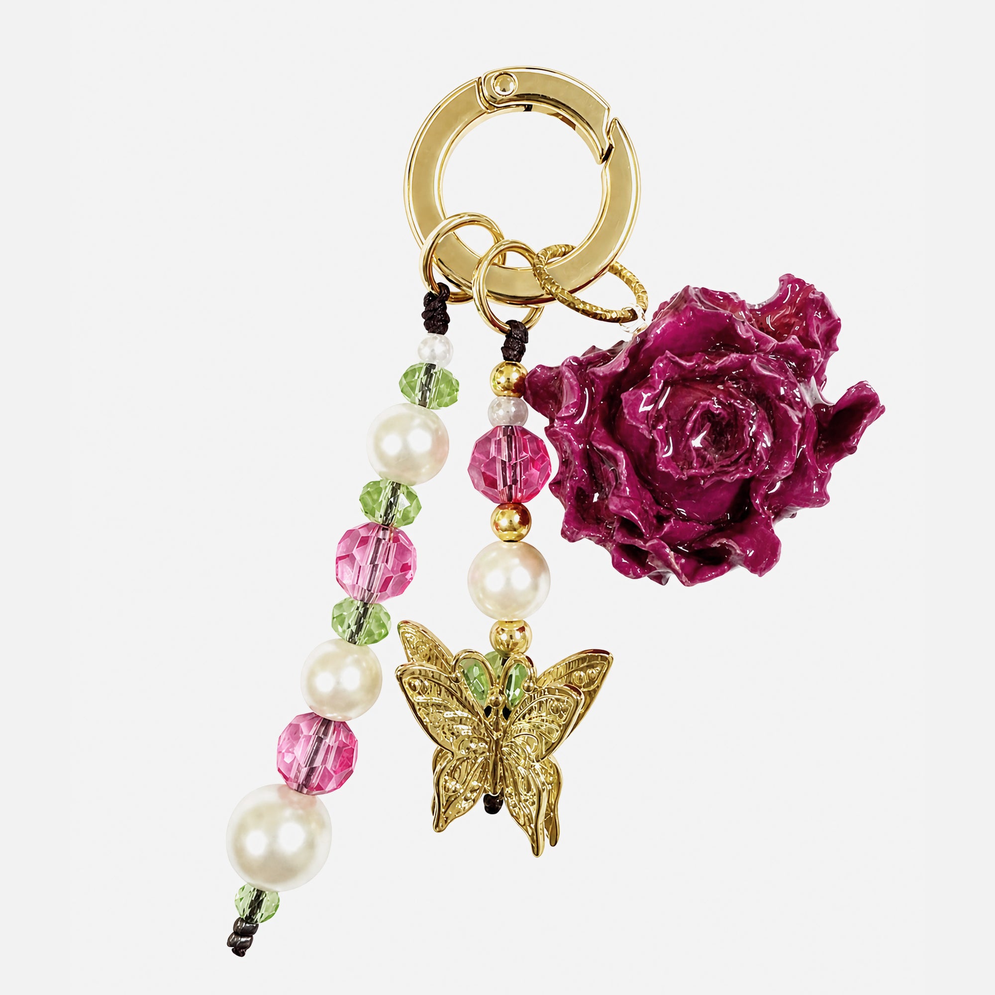 Red Rose Pearl Phone Strap