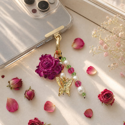 Red Rose Pearl Phone Strap