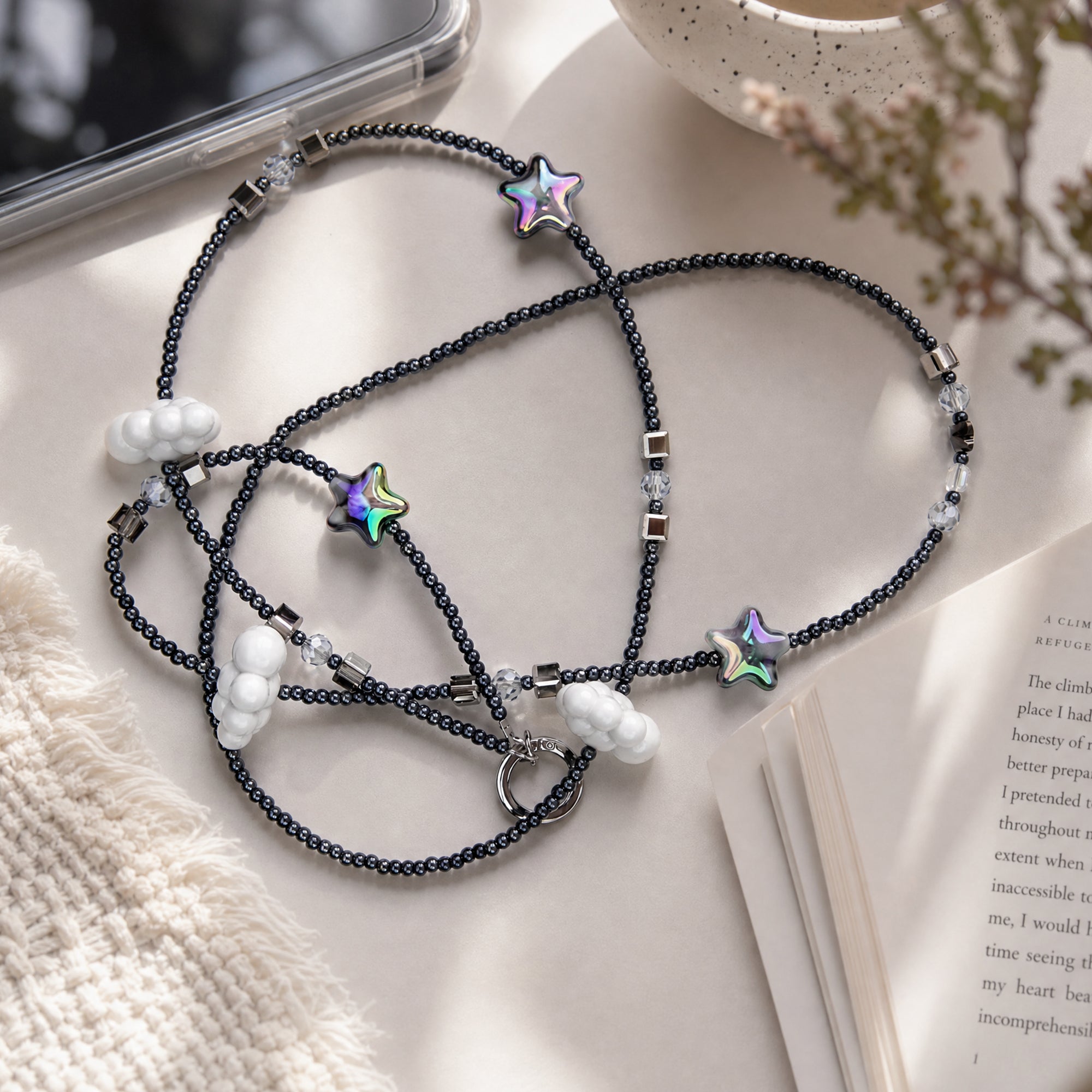 Star & Cloud Beaded Crossbody Phone Strap