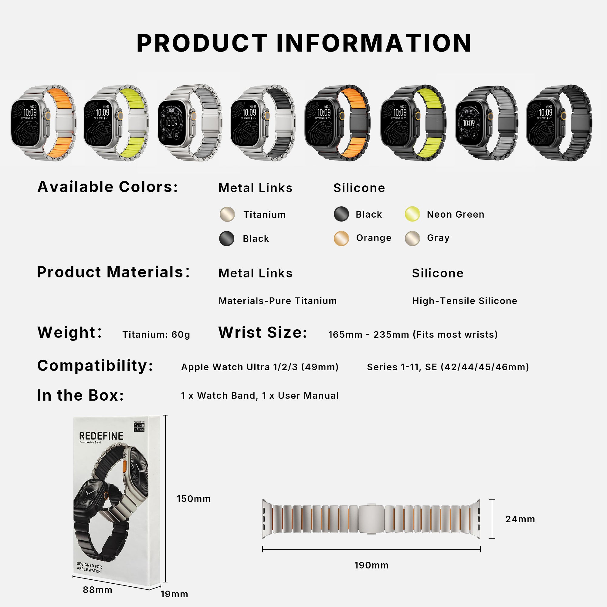 Titanium Silicone Hybrid Band for Apple Watch