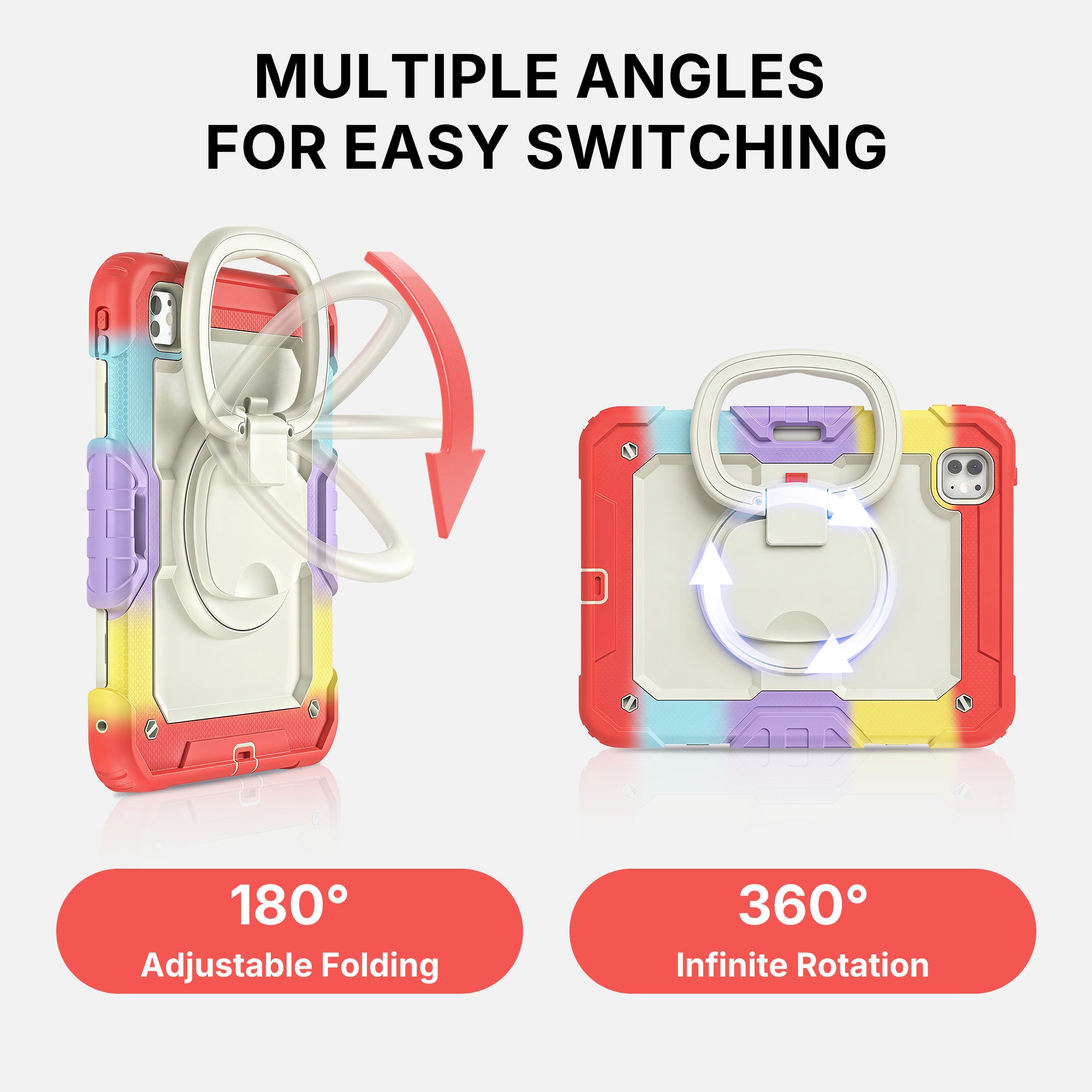 Red Kids Case for iPad - Rainbow