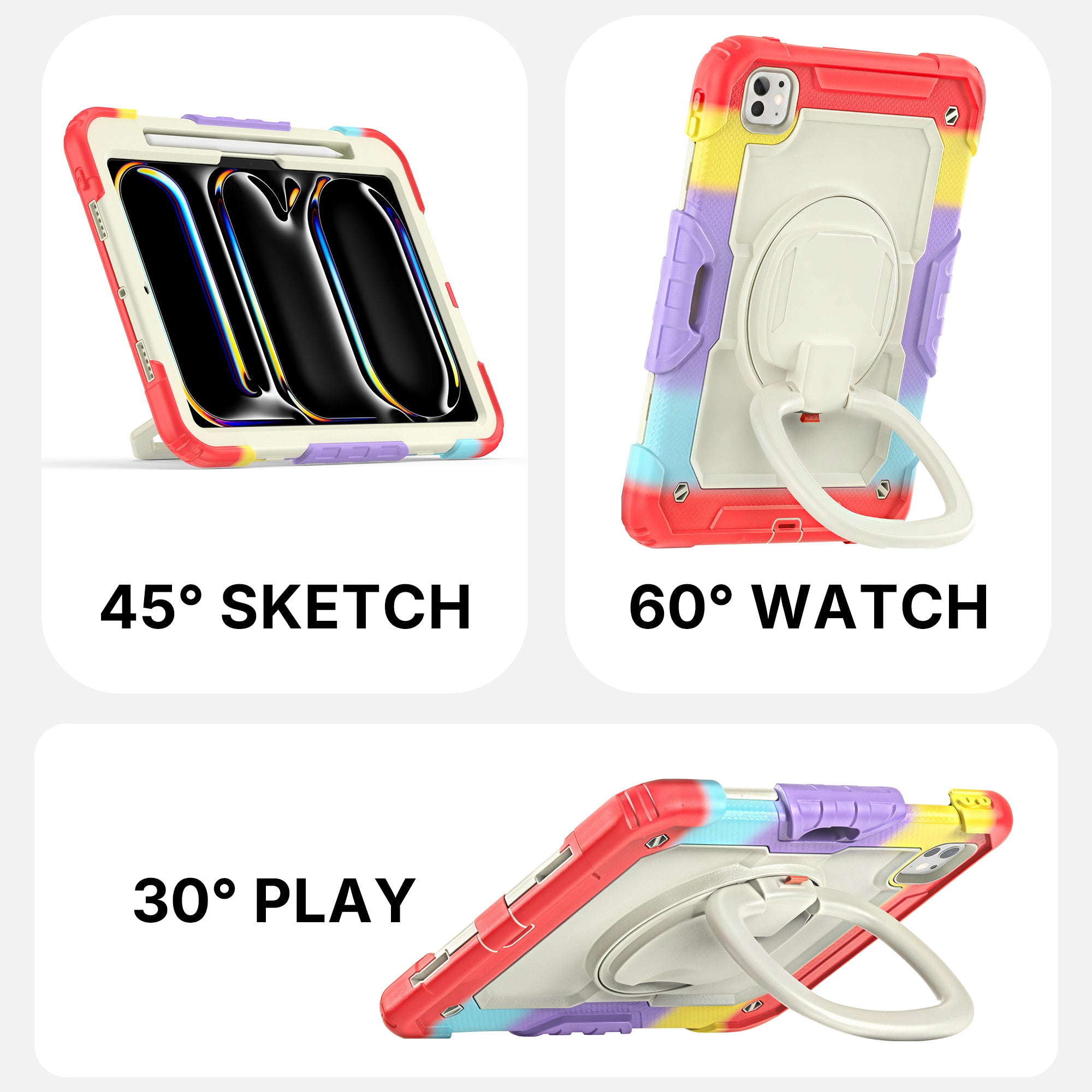 Red Kids Case for iPad - Rainbow
